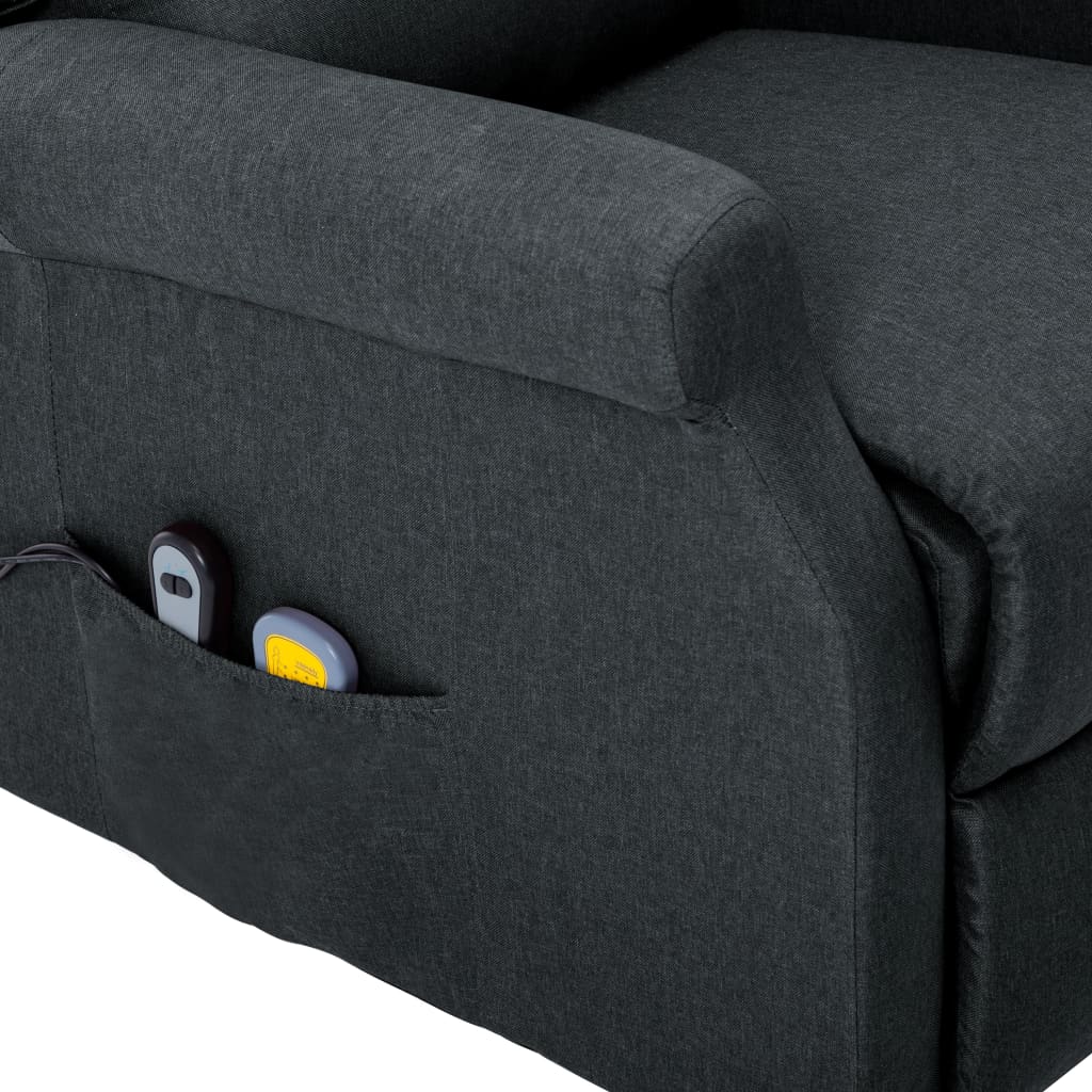 vidaXL Sillón de masaje elevable tela gris oscuro