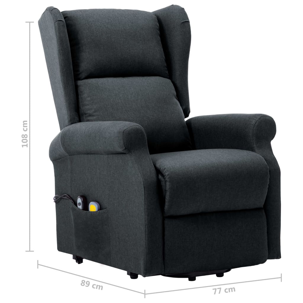 vidaXL Sillón de masaje elevable tela gris oscuro