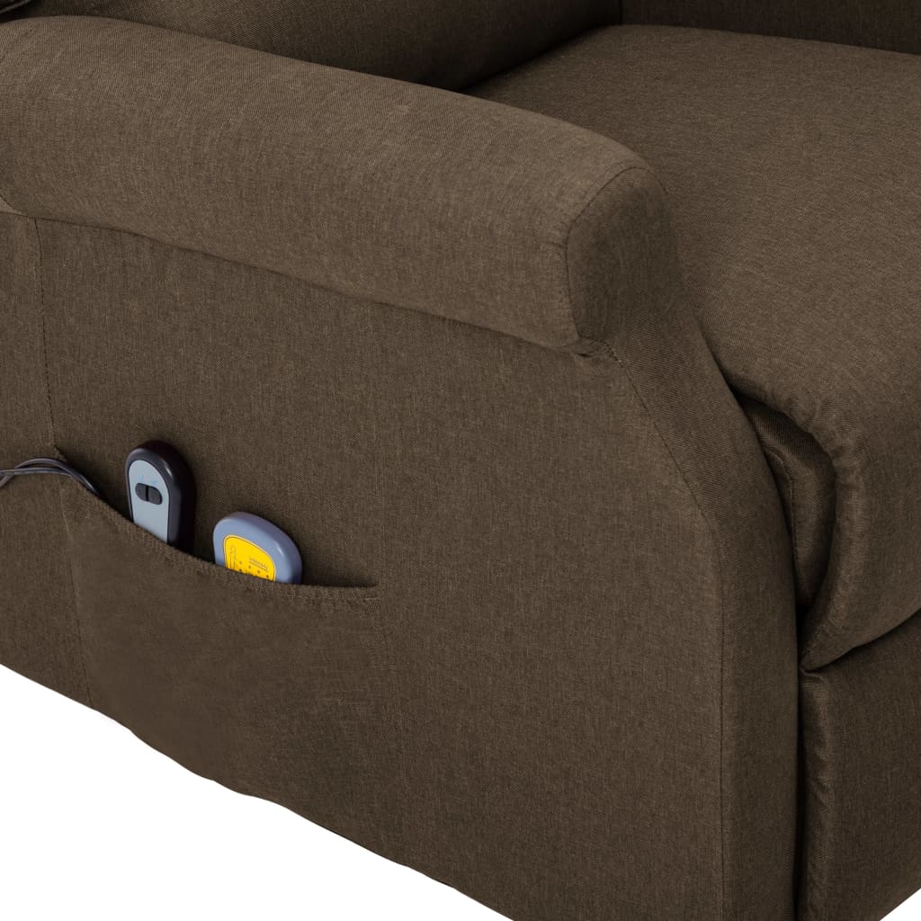 vidaXL Sillón de masaje elevable de tela marrón