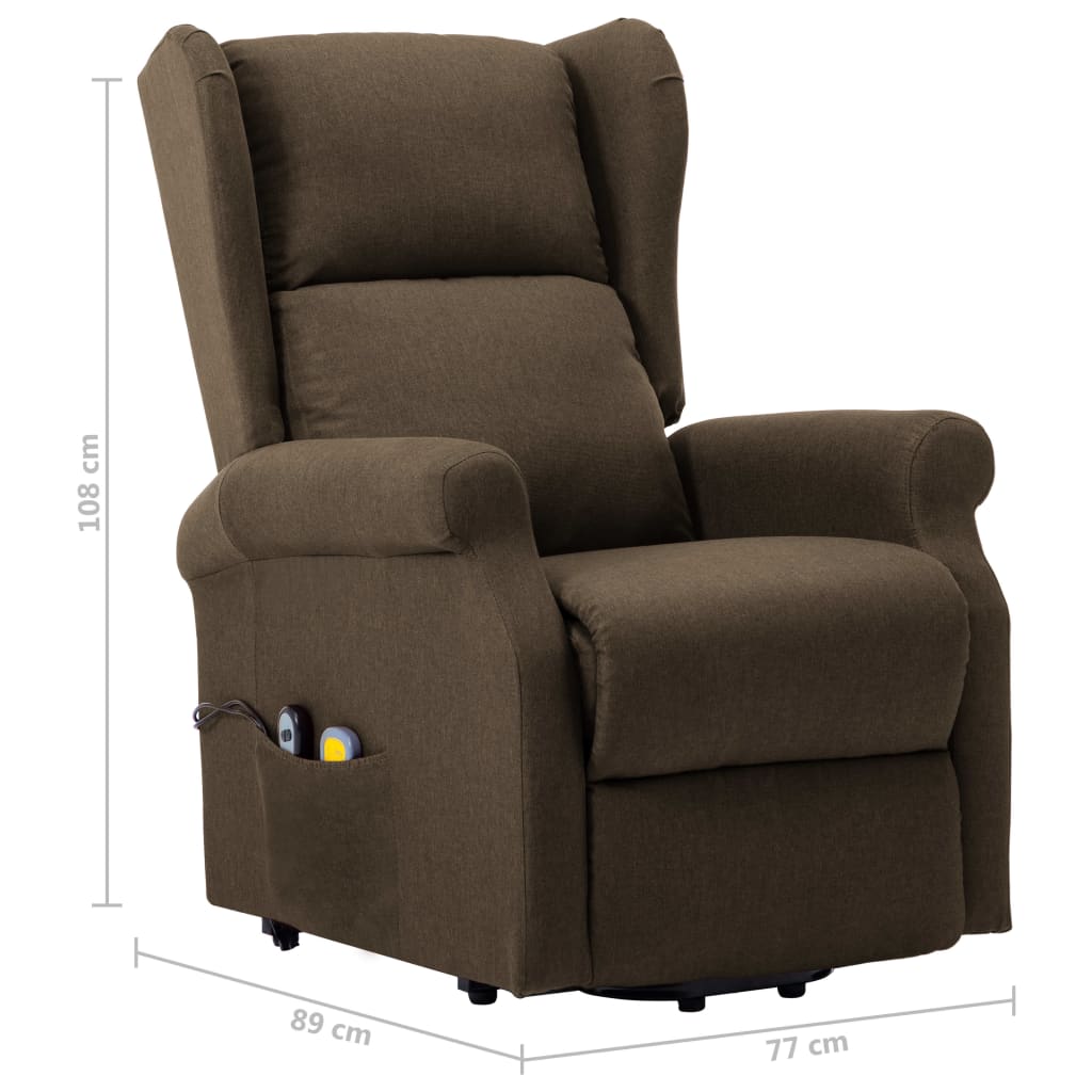 vidaXL Sillón de masaje elevable de tela marrón