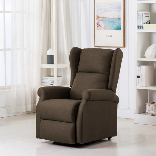 vidaXL Sillón de masaje elevable de tela marrón