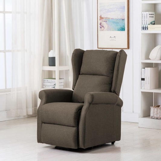 vidaXL Sillón de masaje elevable tela gris taupé