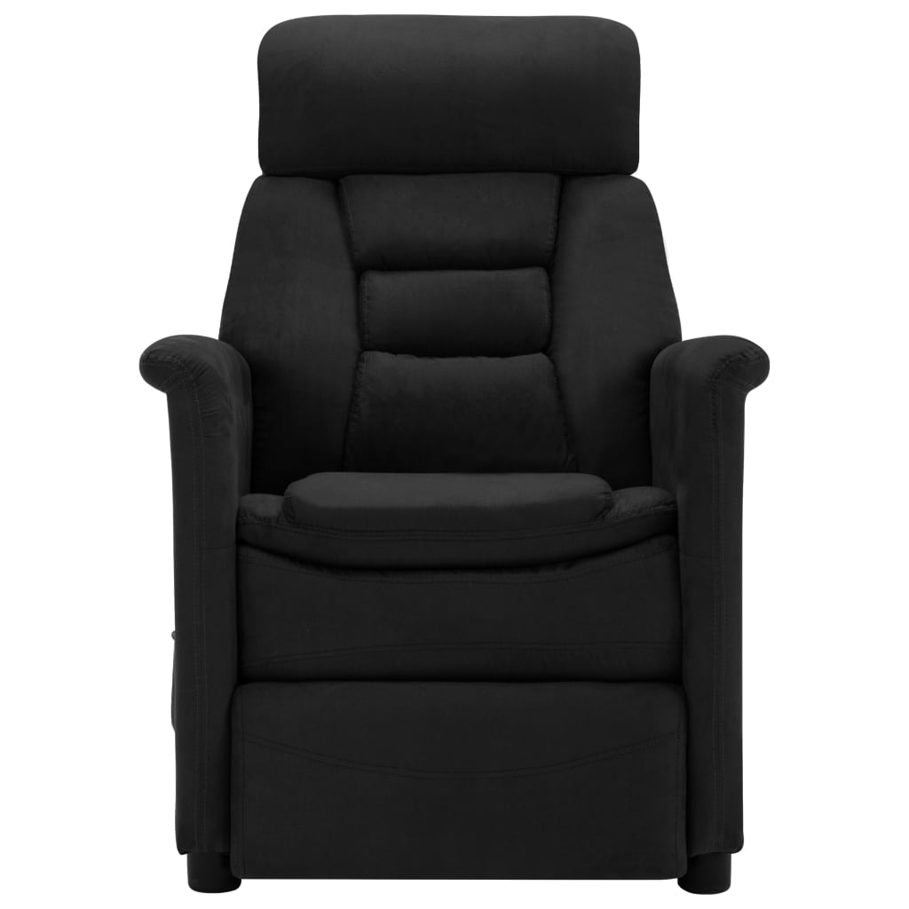 vidaXL Sillón de masaje reclinable de piel de ante artificial negro