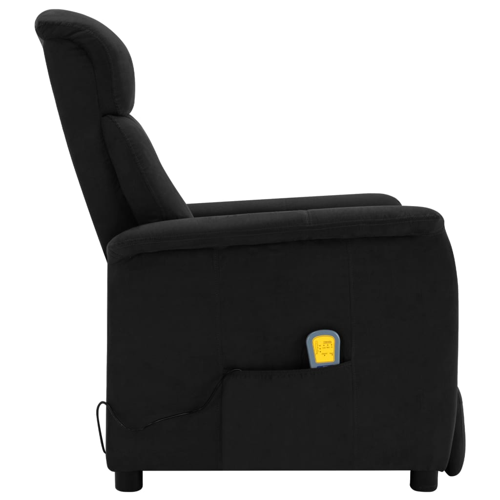 vidaXL Sillón de masaje reclinable de piel de ante artificial negro