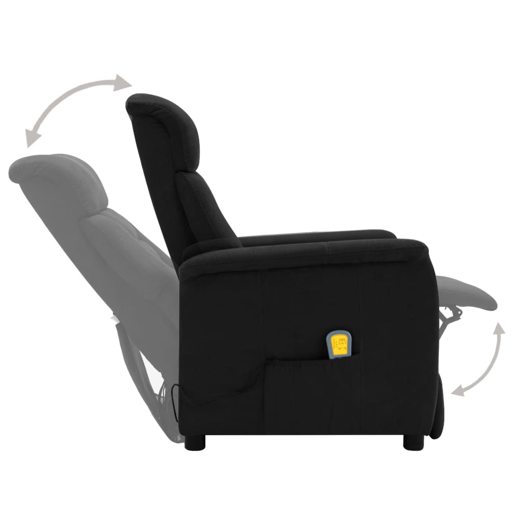 vidaXL Sillón de masaje reclinable de piel de ante artificial negro