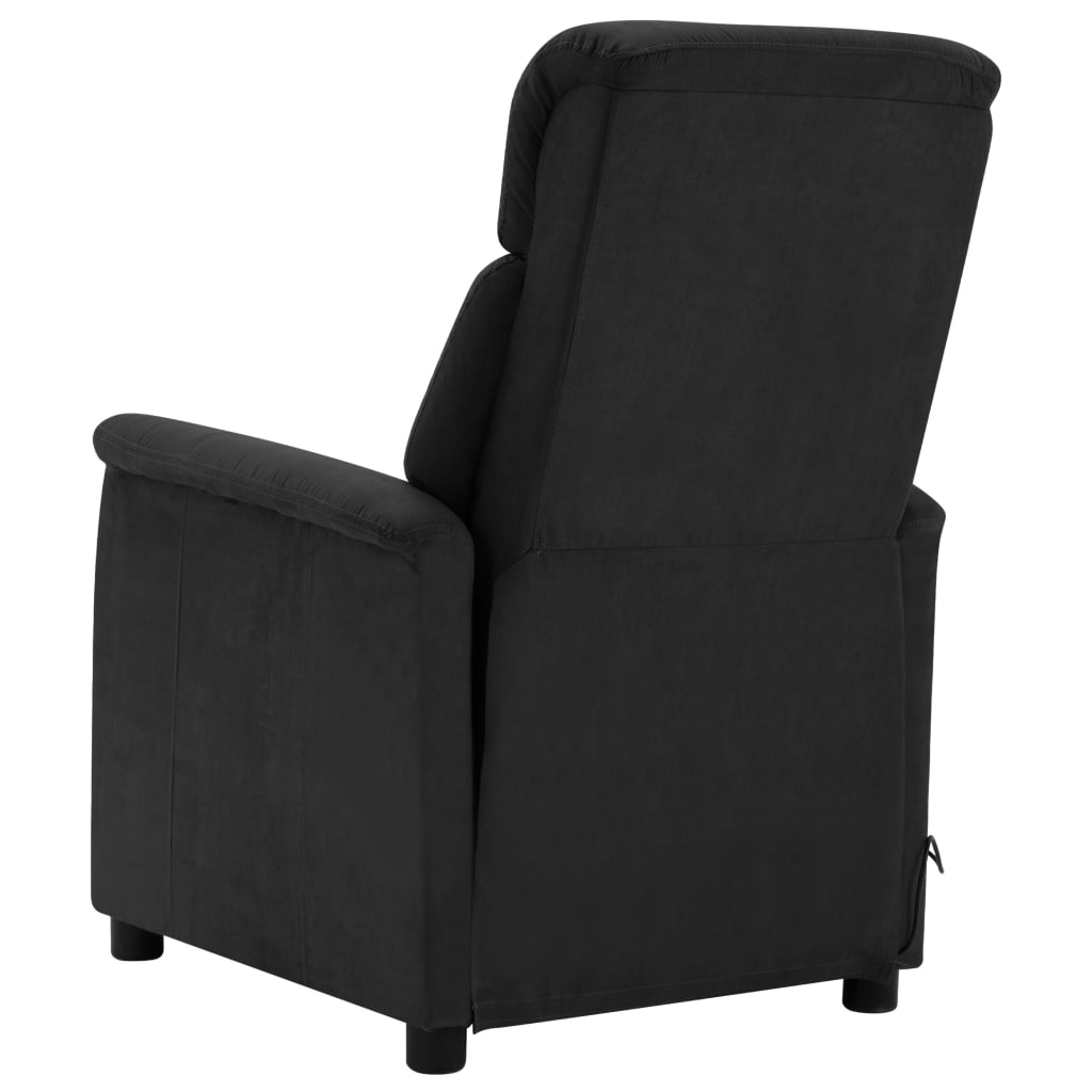 vidaXL Sillón de masaje reclinable de piel de ante artificial negro