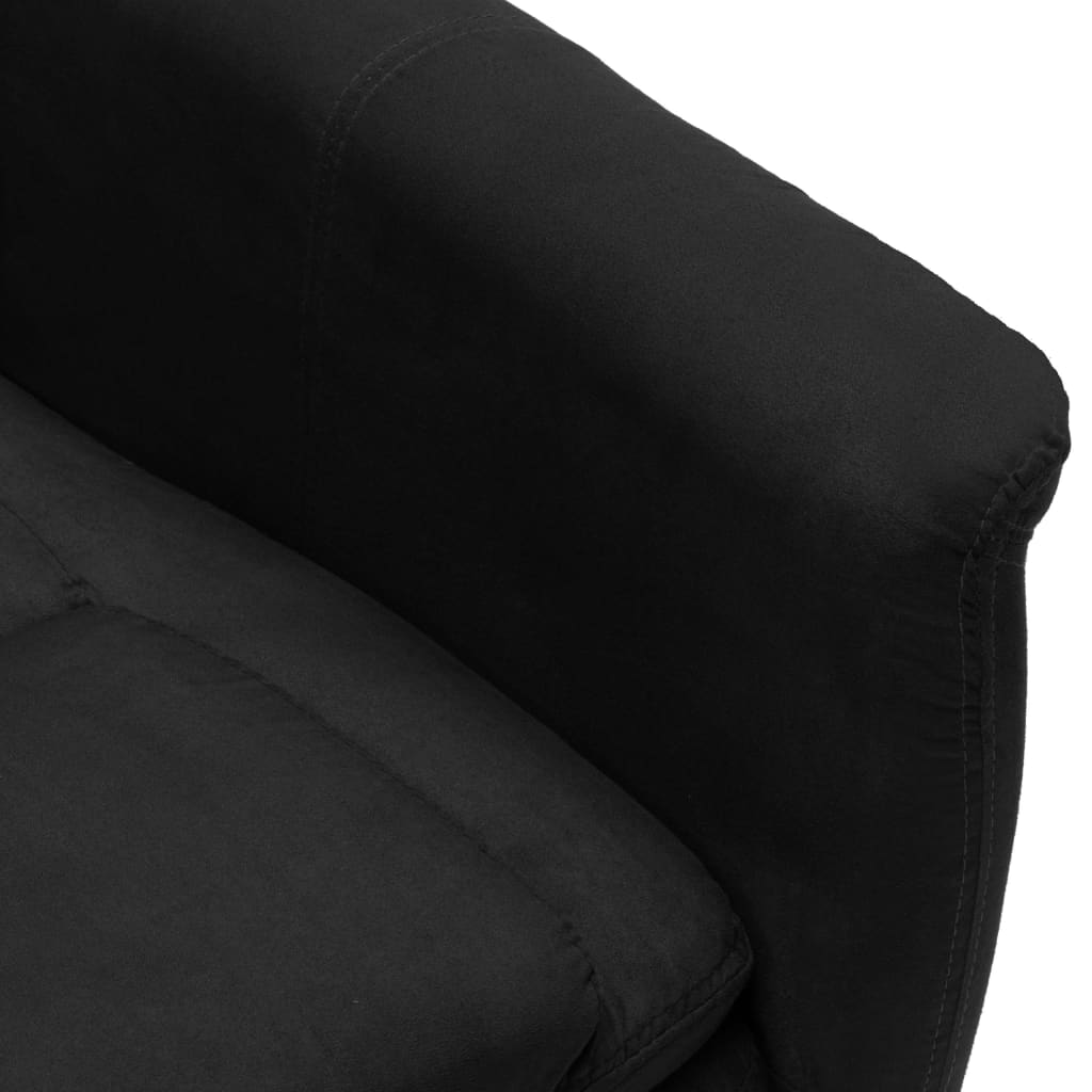 vidaXL Sillón de masaje reclinable de piel de ante artificial negro