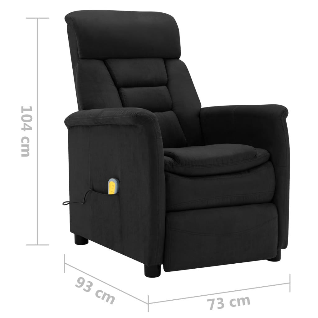 vidaXL Sillón de masaje reclinable de piel de ante artificial negro