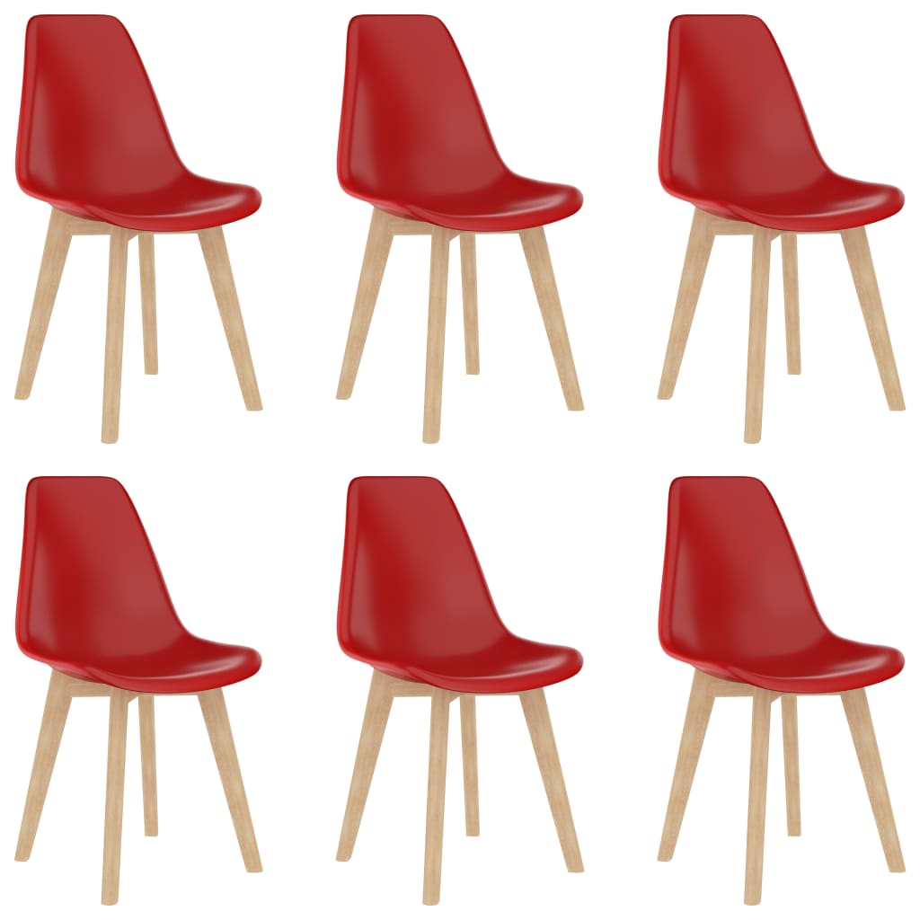 vidaXL Sillas de comedor 6 unidades plástico rojo