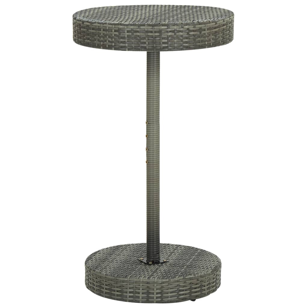 vidaXL Mesa de jardín de ratán sintético gris 60,5x106 cm