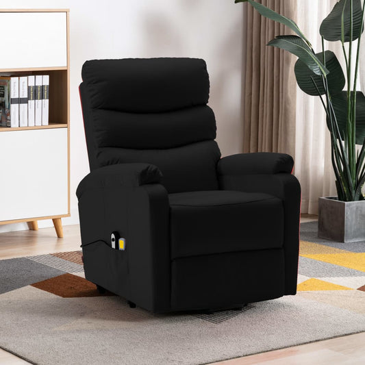 vidaXL Sillón de masaje elevable cuero sintético negro