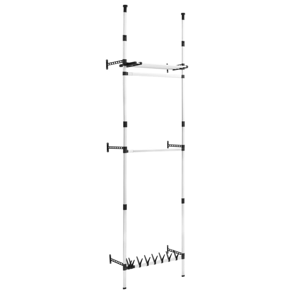 vidaXL Sistema de armario telescópico con barras y estante aluminio