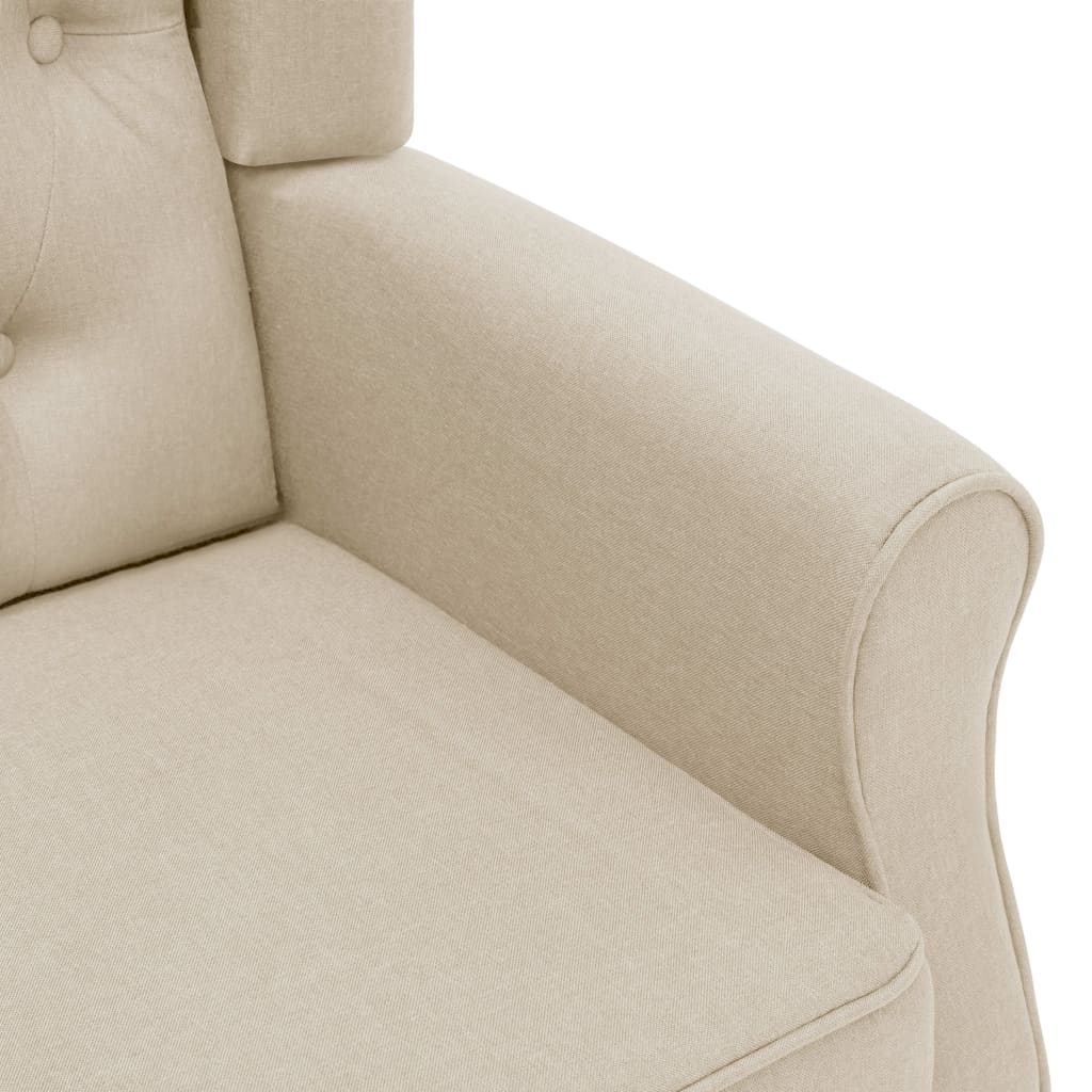 vidaXL Sillón con reposapiés de tela crema