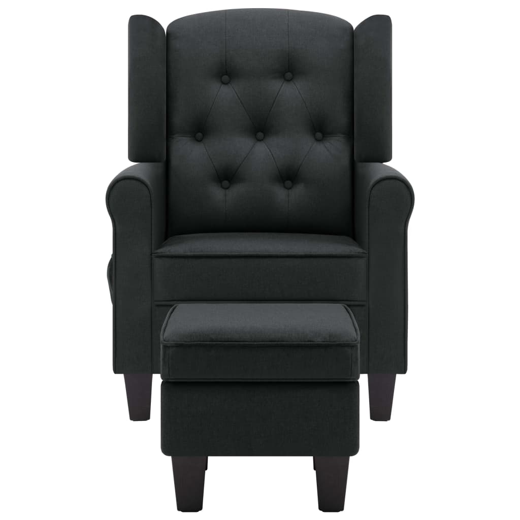 vidaXL Sillón de masaje con reposapiés tela gris oscuro