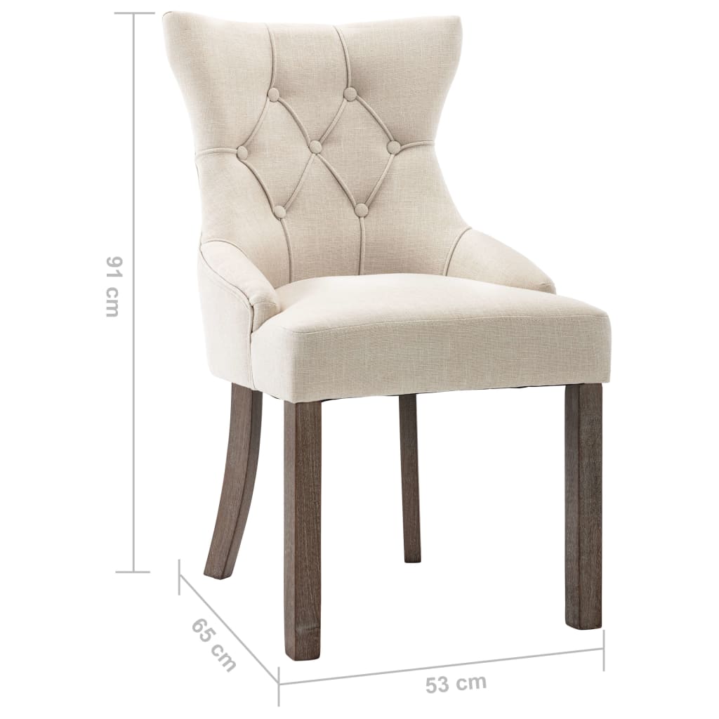 vidaXL Sillas de comedor 2 unidades de tela beige