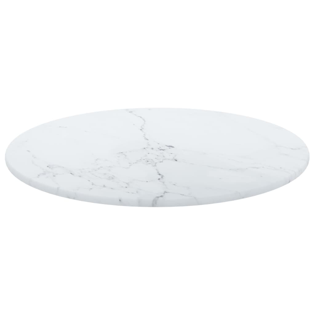 vidaXL Tablero de mesa diseño mármol vidrio templado blanco Ø30x0,8 cm