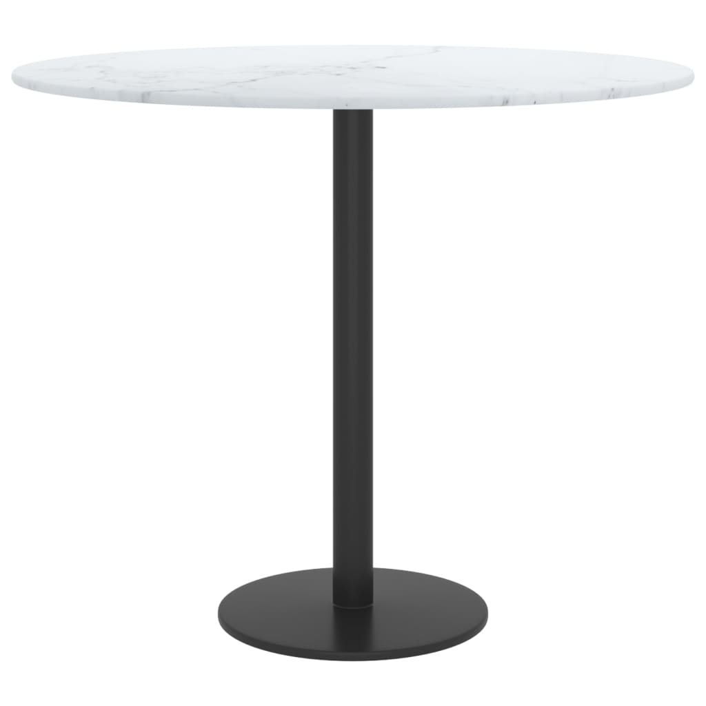 vidaXL Tablero de mesa diseño mármol vidrio templado blanco Ø50x0,8 cm