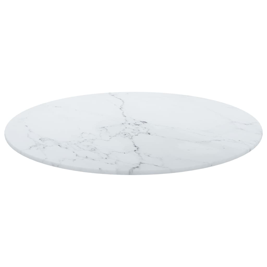 vidaXL Tablero de mesa diseño mármol vidrio templado blanco Ø50x0,8 cm