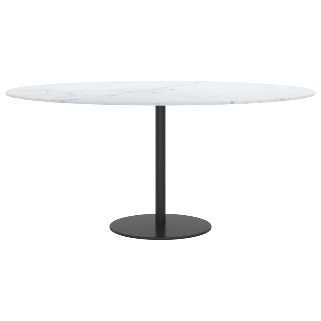 vidaXL Tablero de mesa diseño mármol vidrio templado blanco Ø90x1 cm