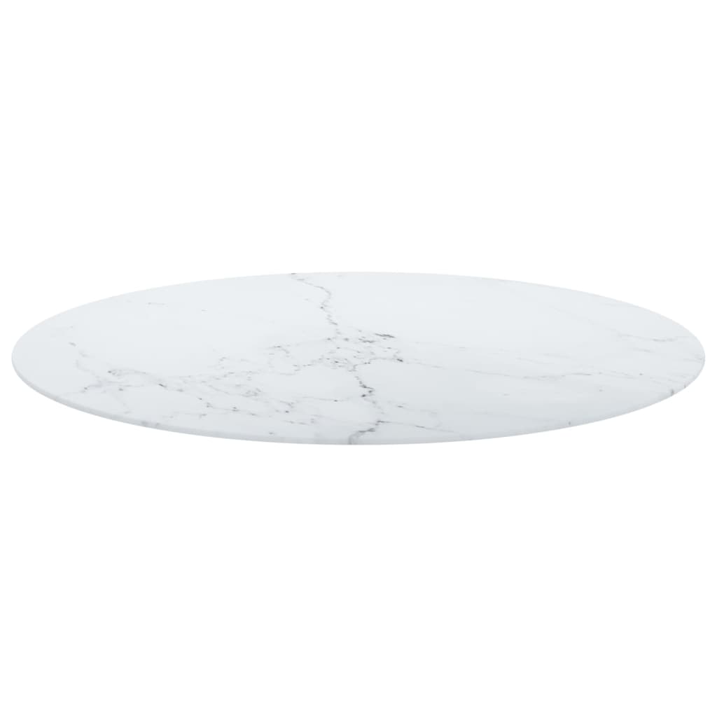 vidaXL Tablero de mesa diseño mármol vidrio templado blanco Ø90x1 cm