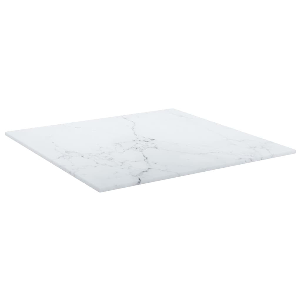 vidaXL Tablero mesa diseño mármol vidrio templado blanco 40x40 cm 6 mm