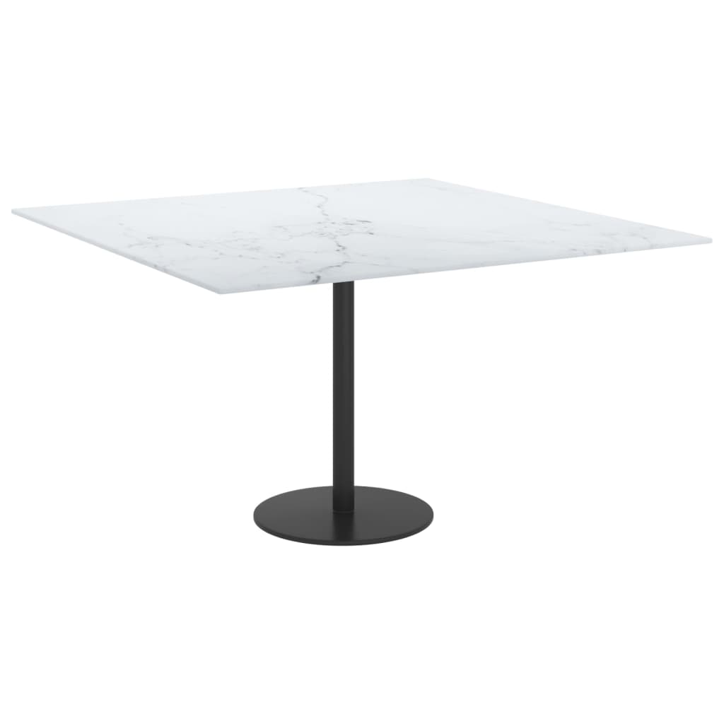 vidaXL Tablero mesa diseño mármol vidrio templado blanco 70x70 cm 6 mm