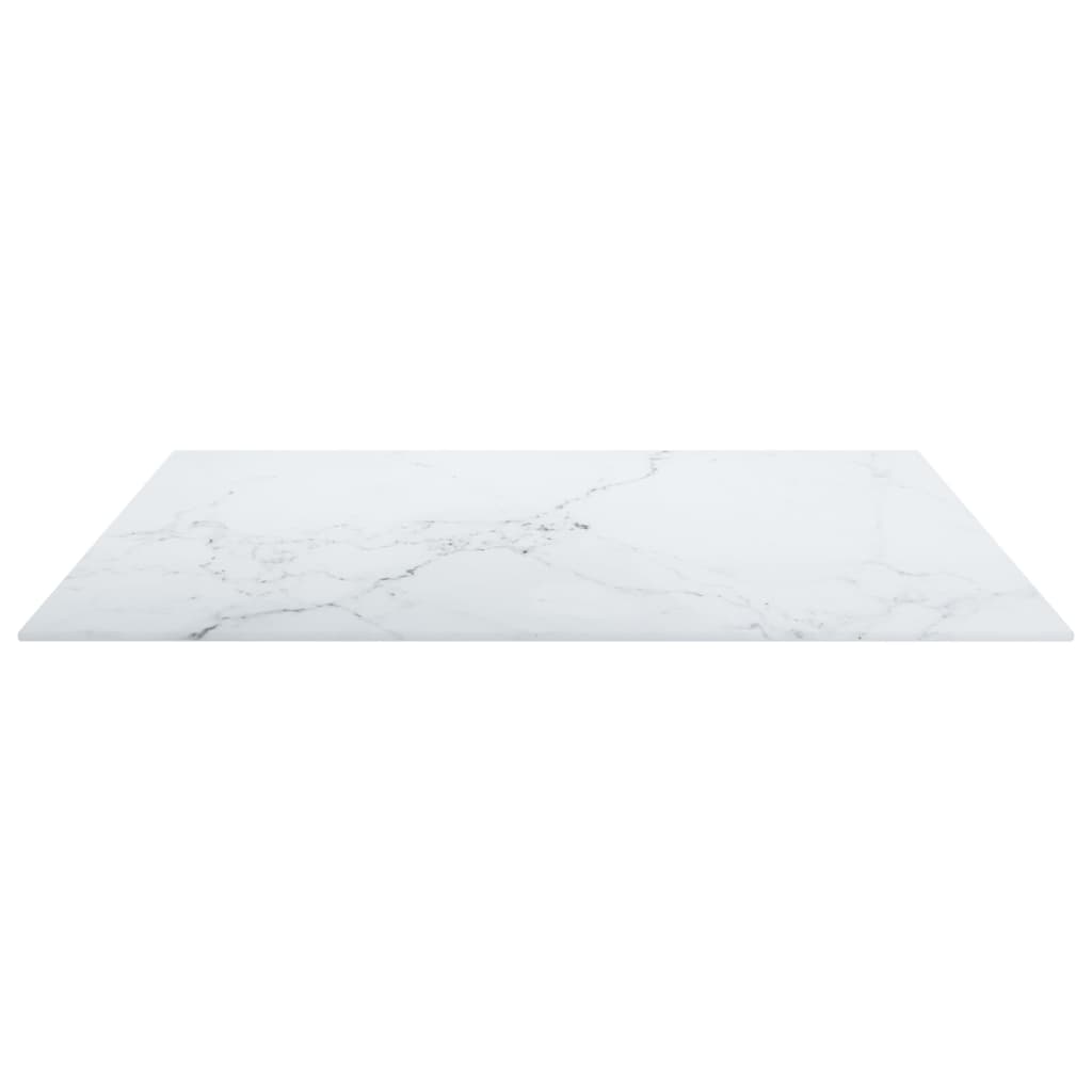 vidaXL Tablero mesa diseño mármol vidrio templado blanco 70x70 cm 6 mm