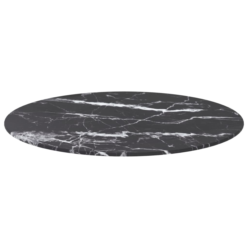 vidaXL Tablero de mesa diseño mármol vidrio templado negro Ø60x0,8 cm