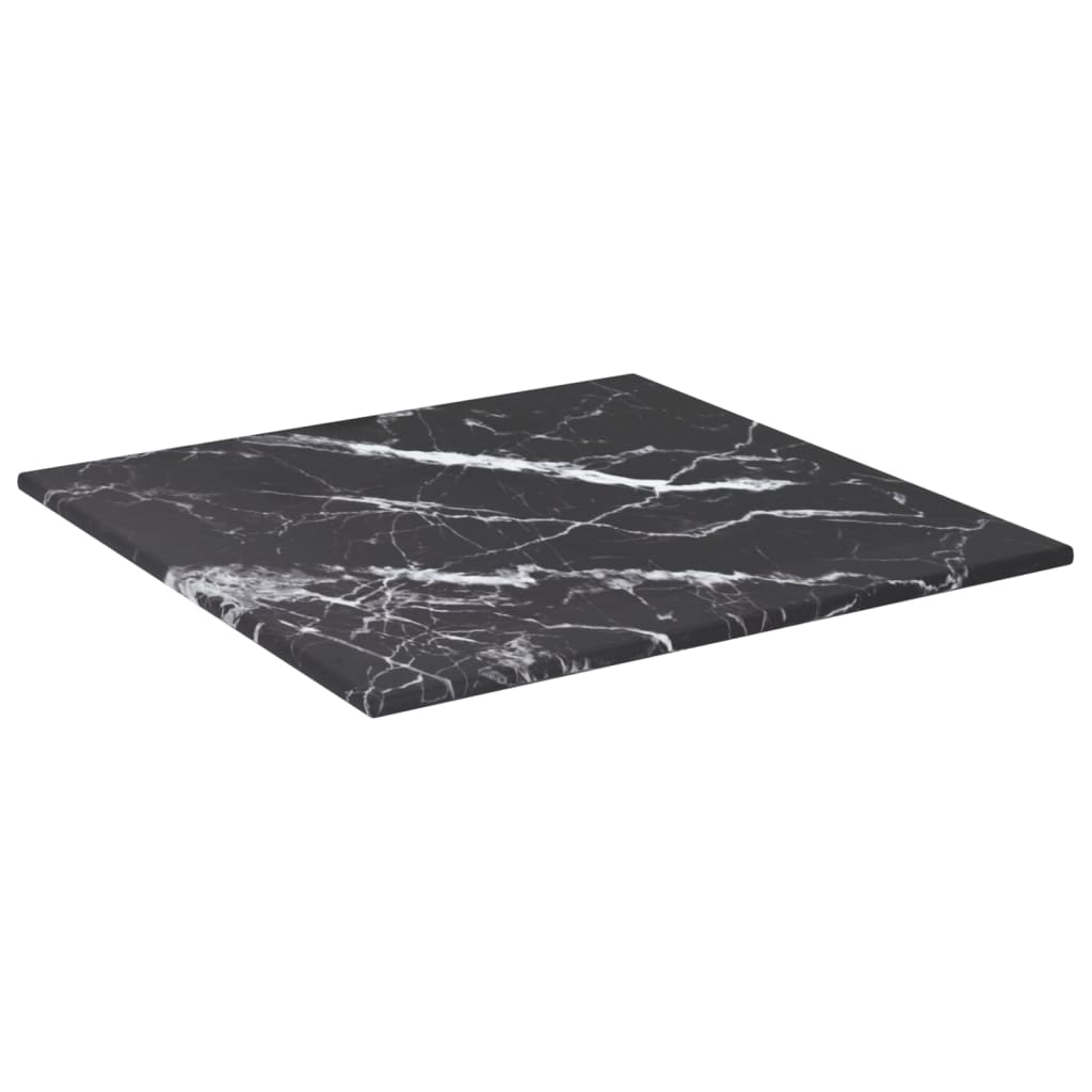 vidaXL Tablero mesa diseño mármol vidrio templado negro 30x30 cm 6 mm