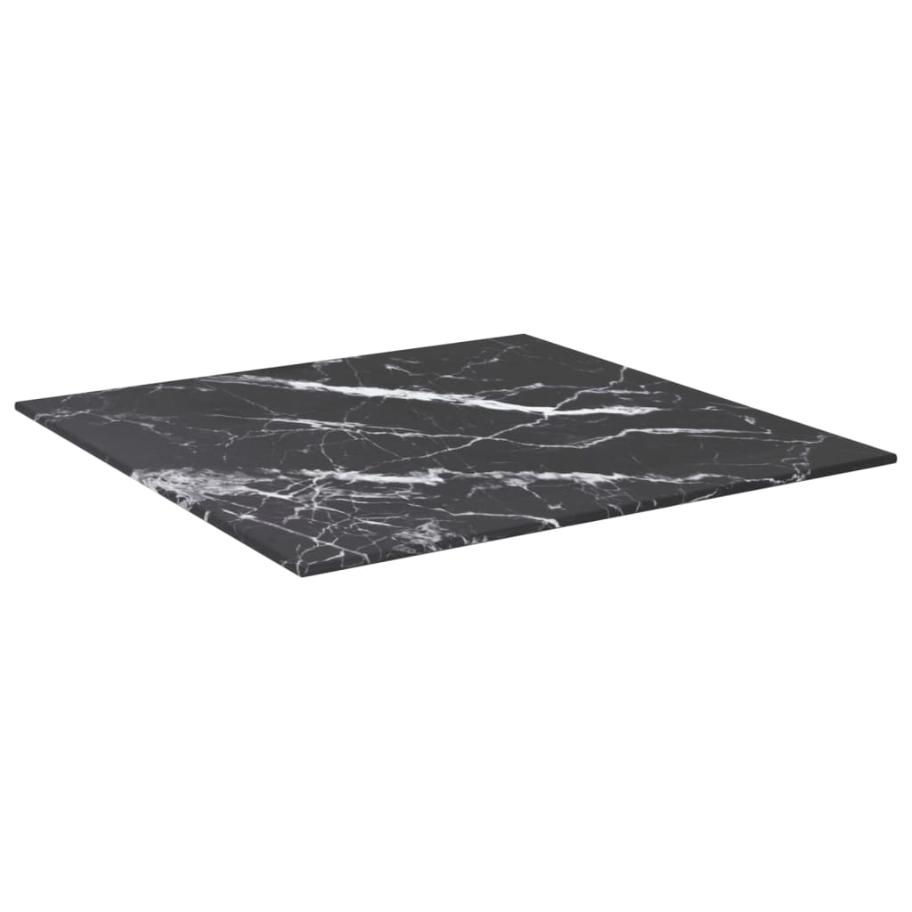 vidaXL Tablero mesa diseño mármol vidrio templado negro 50x50 cm 6 mm