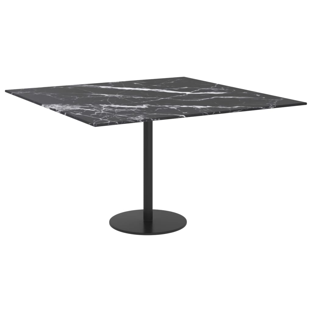 vidaXL Tablero mesa diseño mármol vidrio templado negro 70x70 cm 6 mm