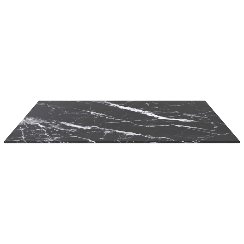 vidaXL Tablero mesa diseño mármol vidrio templado negro 70x70 cm 6 mm