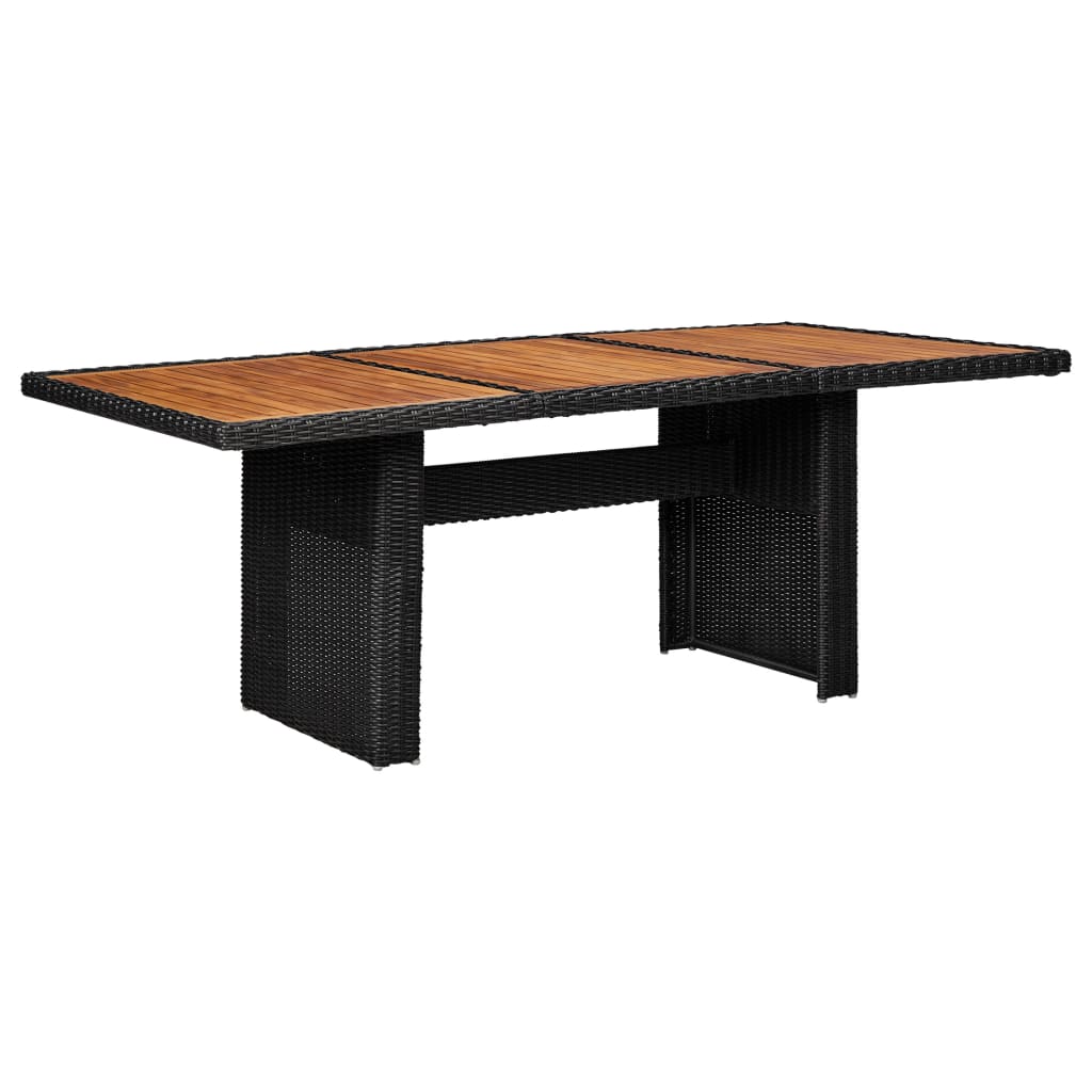 vidaXL Mesa de comedor de jardín ratán sintético negro 200x100x74 cm