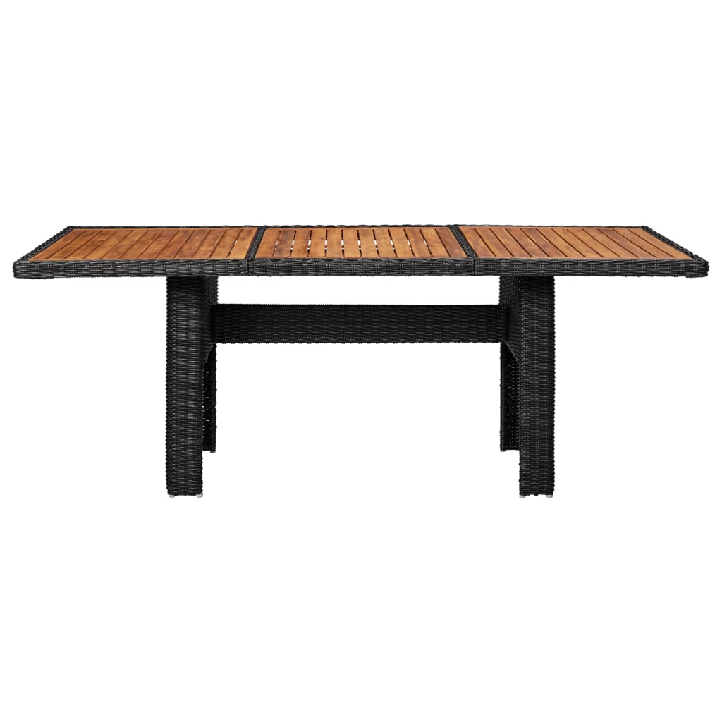 vidaXL Mesa de comedor de jardín ratán sintético negro 200x100x74 cm