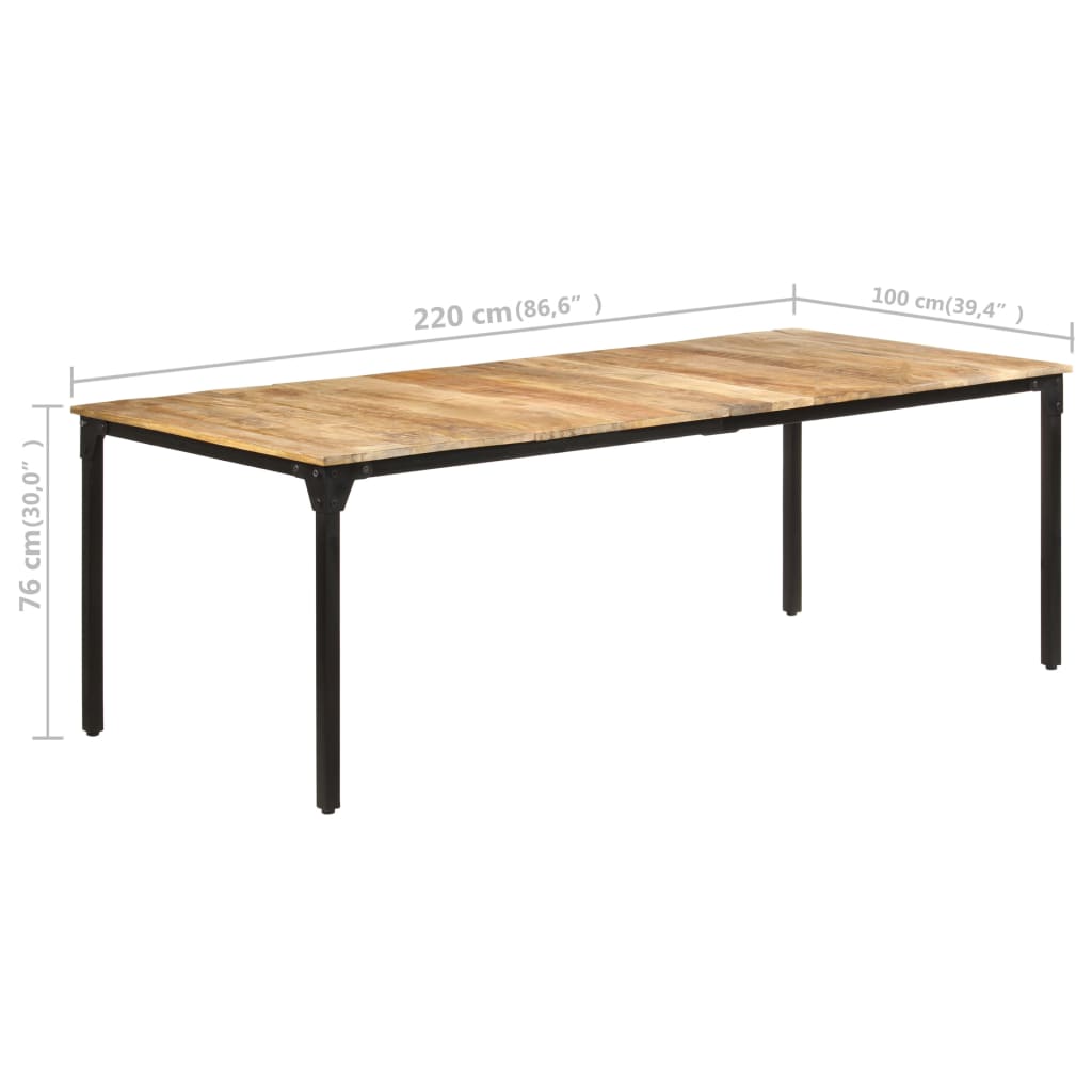 vidaXL Mesa de comedor madera de mango rugosa 220x100x76 cm