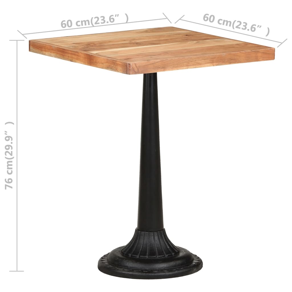 vidaXL Mesa de bistró madera maciza de acacia 60x60x76 cm