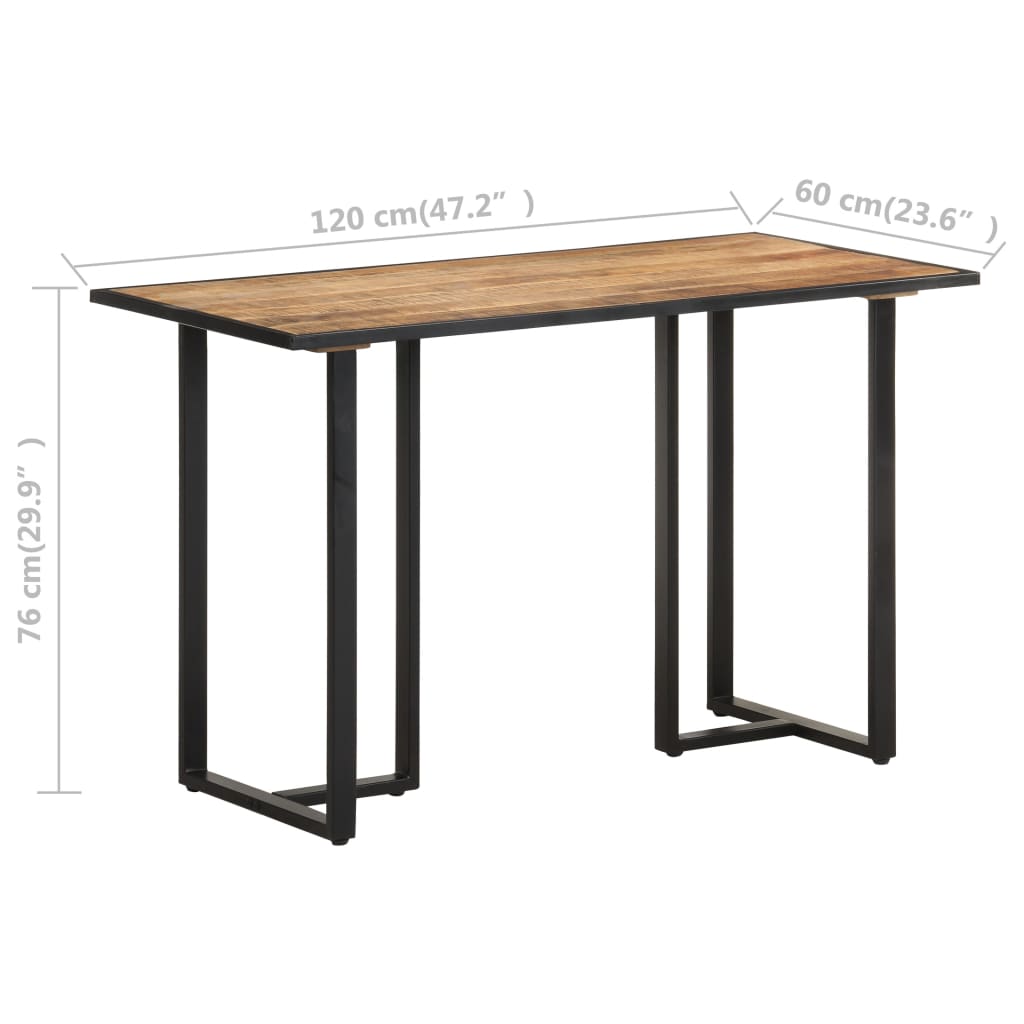 vidaXL Mesa de comedor de madera maciza de mango rugosa 120 cm