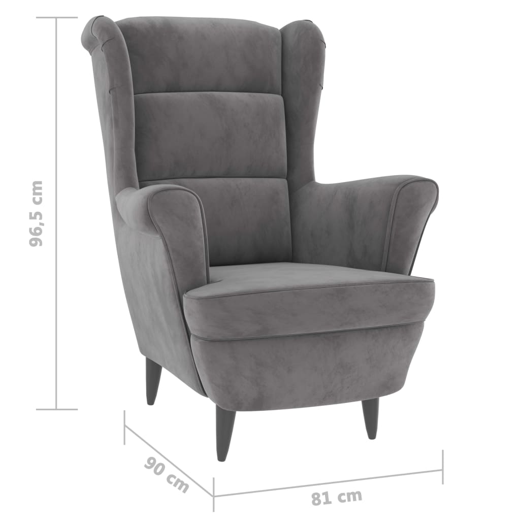 vidaXL Sillón de terciopelo gris claro