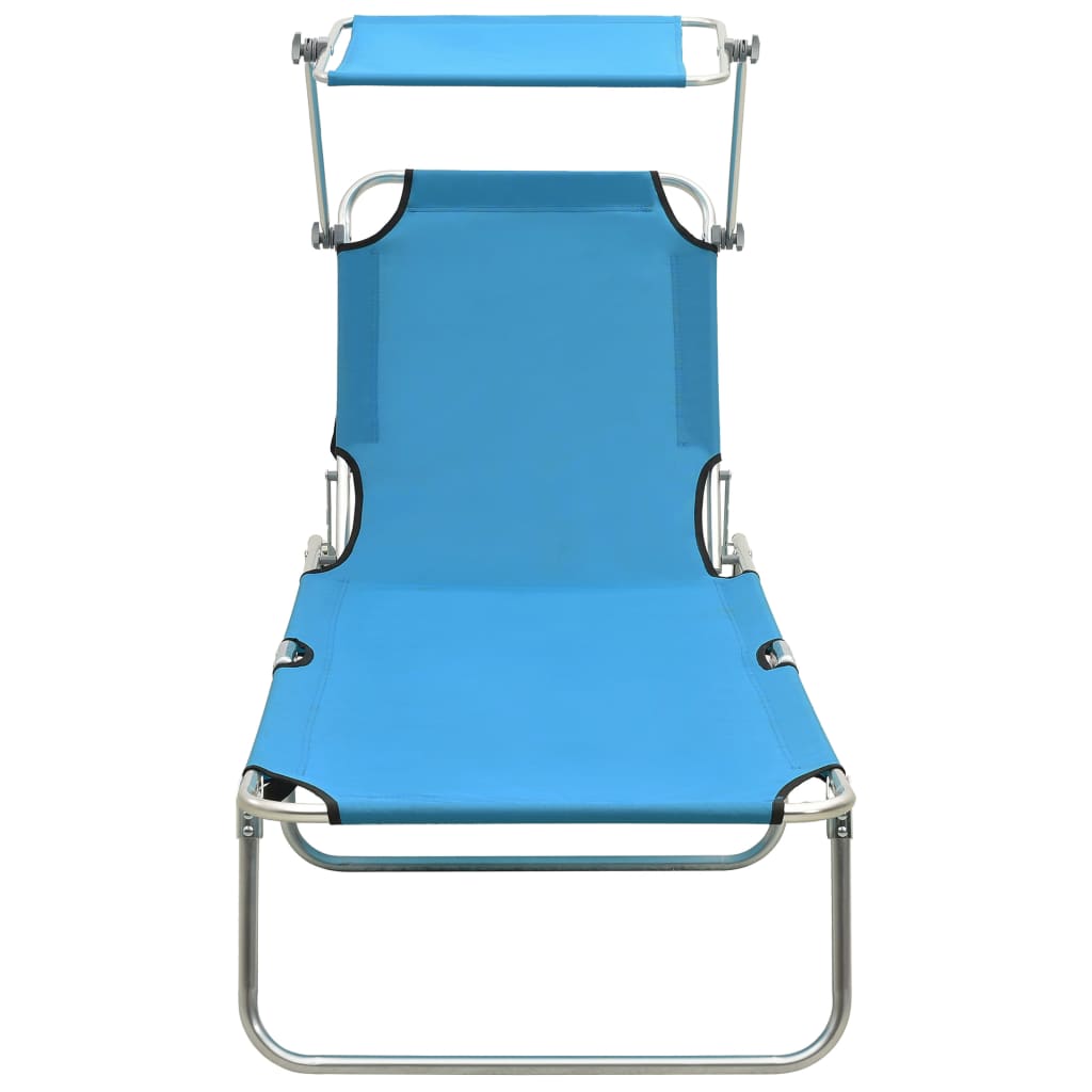 vidaXL Tumbona plegable con toldo de acero azul turquesa