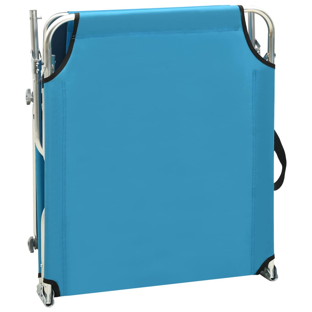 vidaXL Tumbona plegable con toldo de acero azul turquesa