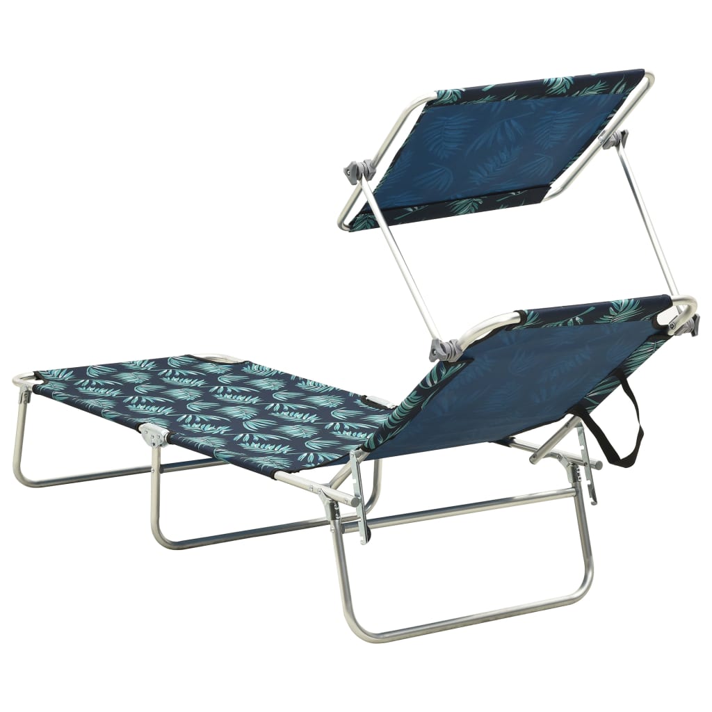 vidaXL Tumbona plegable con toldo de acero estampado de hojas