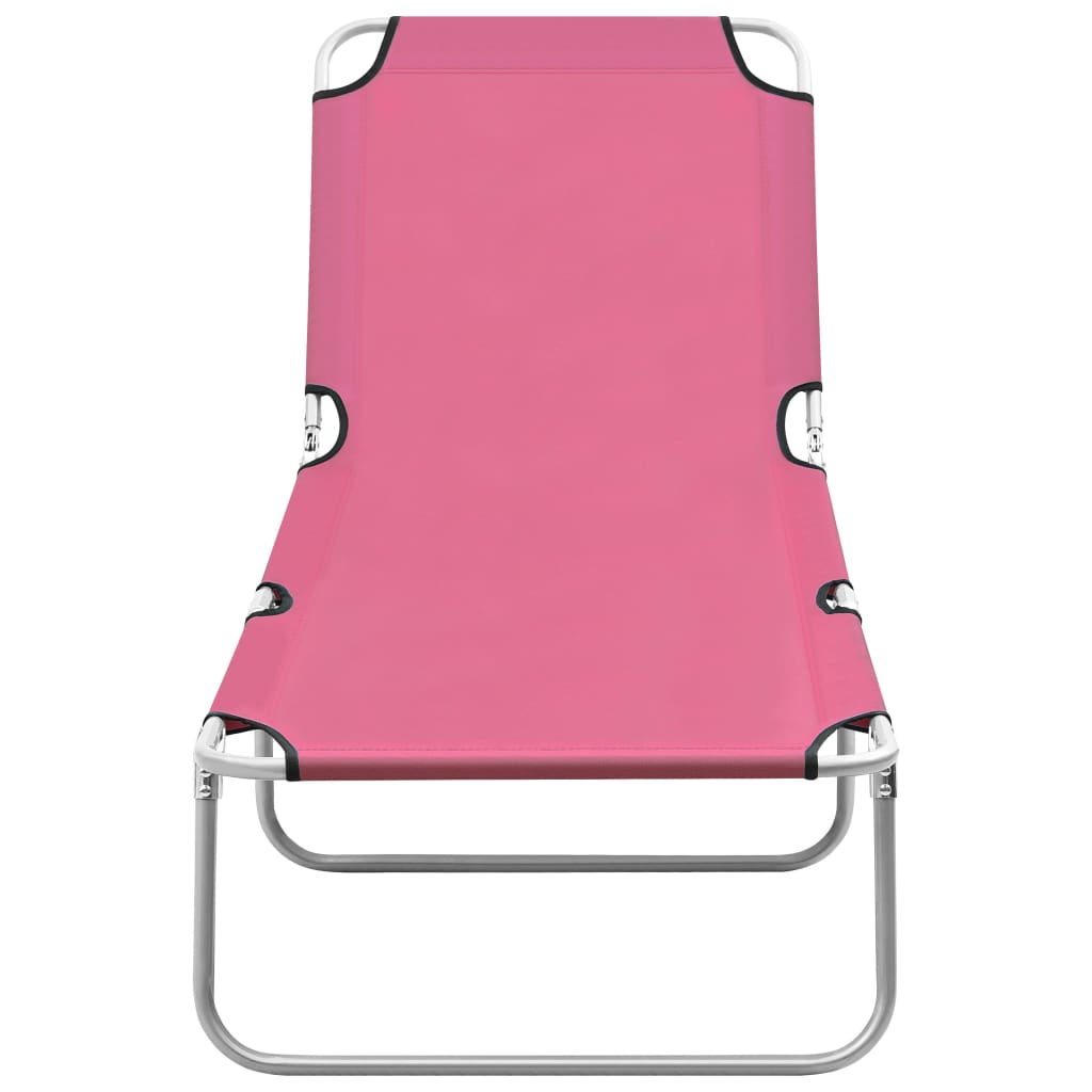 vidaXL Tumbona plegable de acero y tela rosa