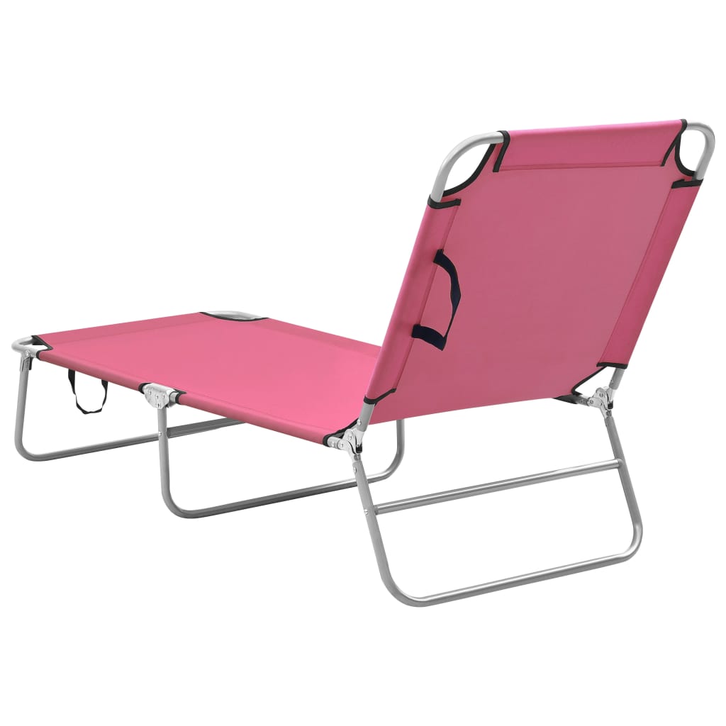 vidaXL Tumbona plegable de acero y tela rosa