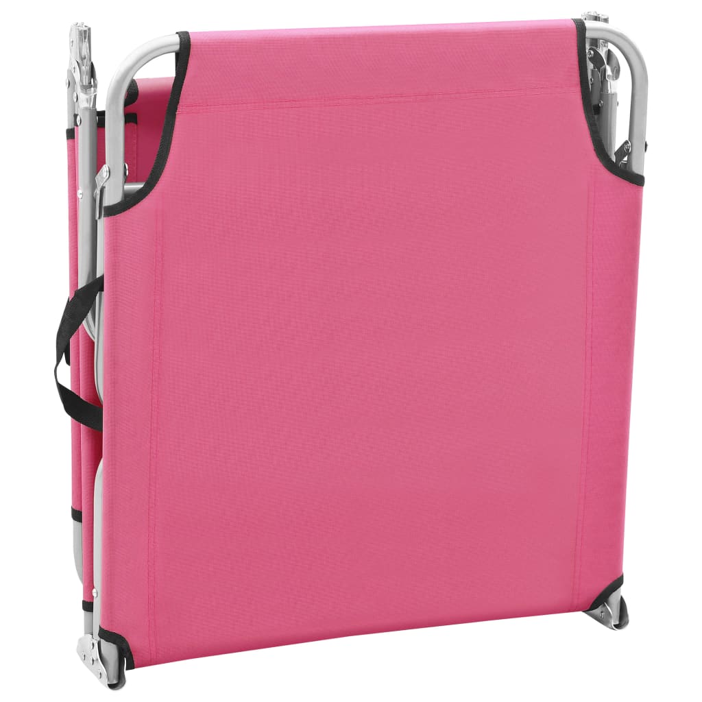 vidaXL Tumbona plegable de acero y tela rosa