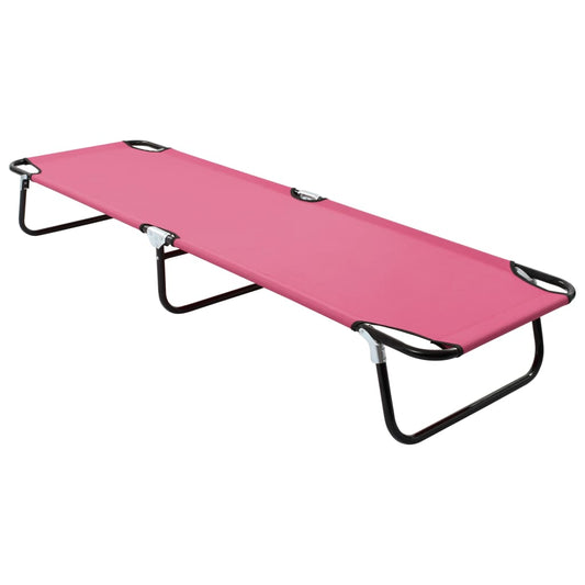 vidaXL Tumbona plegable de acero rosa