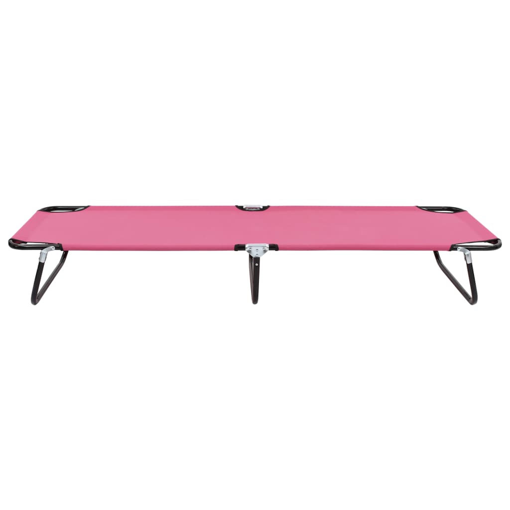 vidaXL Tumbona plegable de acero rosa