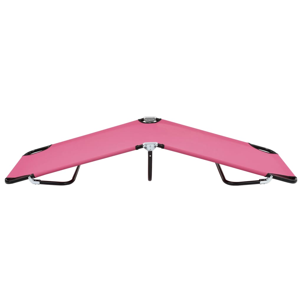 vidaXL Tumbona plegable de acero rosa