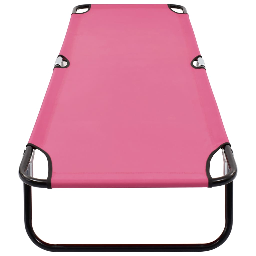 vidaXL Tumbona plegable de acero rosa