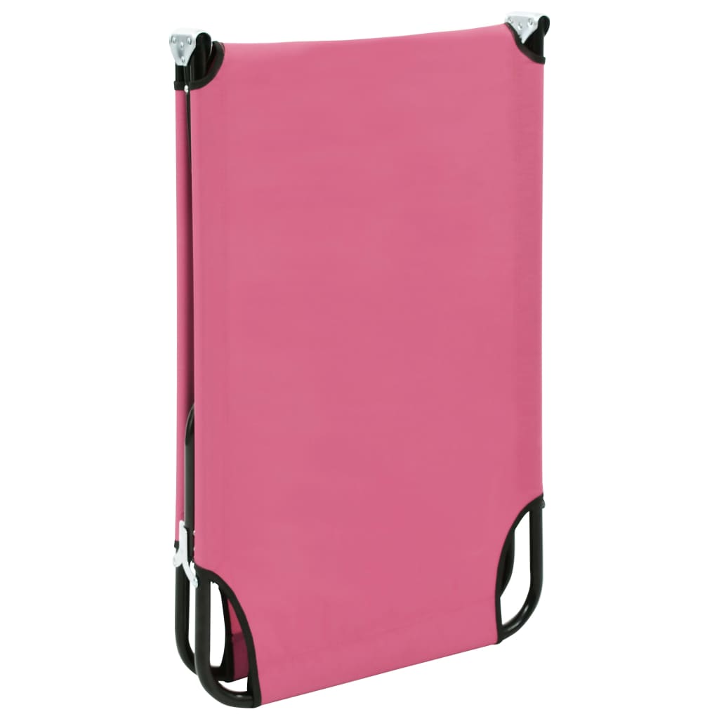 vidaXL Tumbona plegable de acero rosa