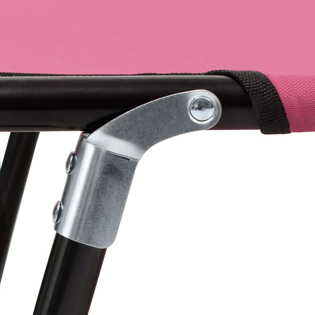 vidaXL Tumbona plegable de acero rosa